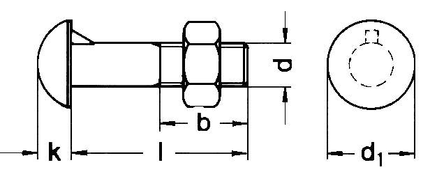 DIN 607 Round Head Nip Bolts With Nuts Specifications