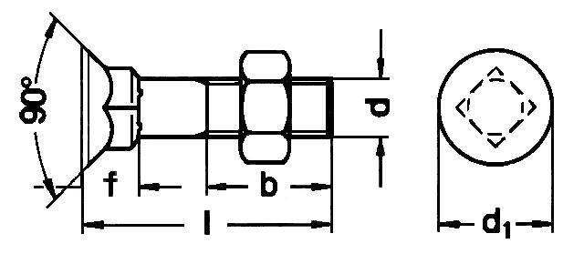 DIN 608 Countersunk Square Bolts (Short Neck) Specifications