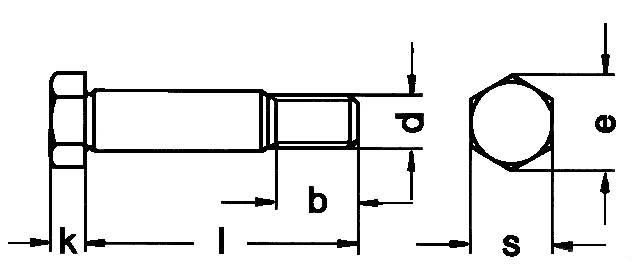 DIN 609 Hex Fitting Bolts w/long Threaded Portion Specifications