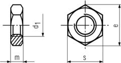 DIN 439 Hexagon Nuts - 0,5d Unchamfered Specifications